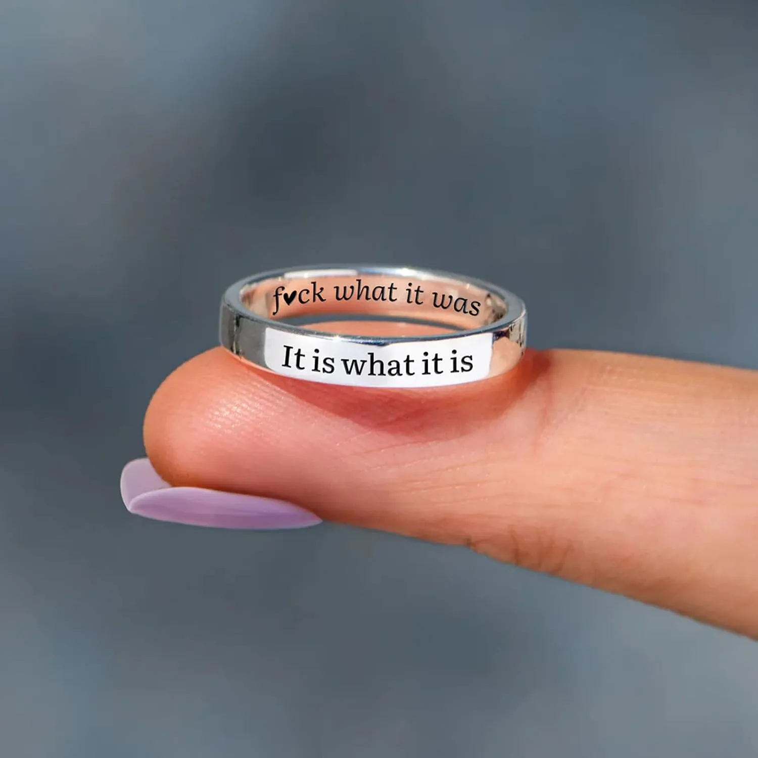 Angyape FCk What it Was Mantra Ring, Self Worth Inspirational Motivation Ring for Women Men Reminds You to Let Go of Your Trauma in a Playful Way Friendship Faith Hope Rings Jewelry