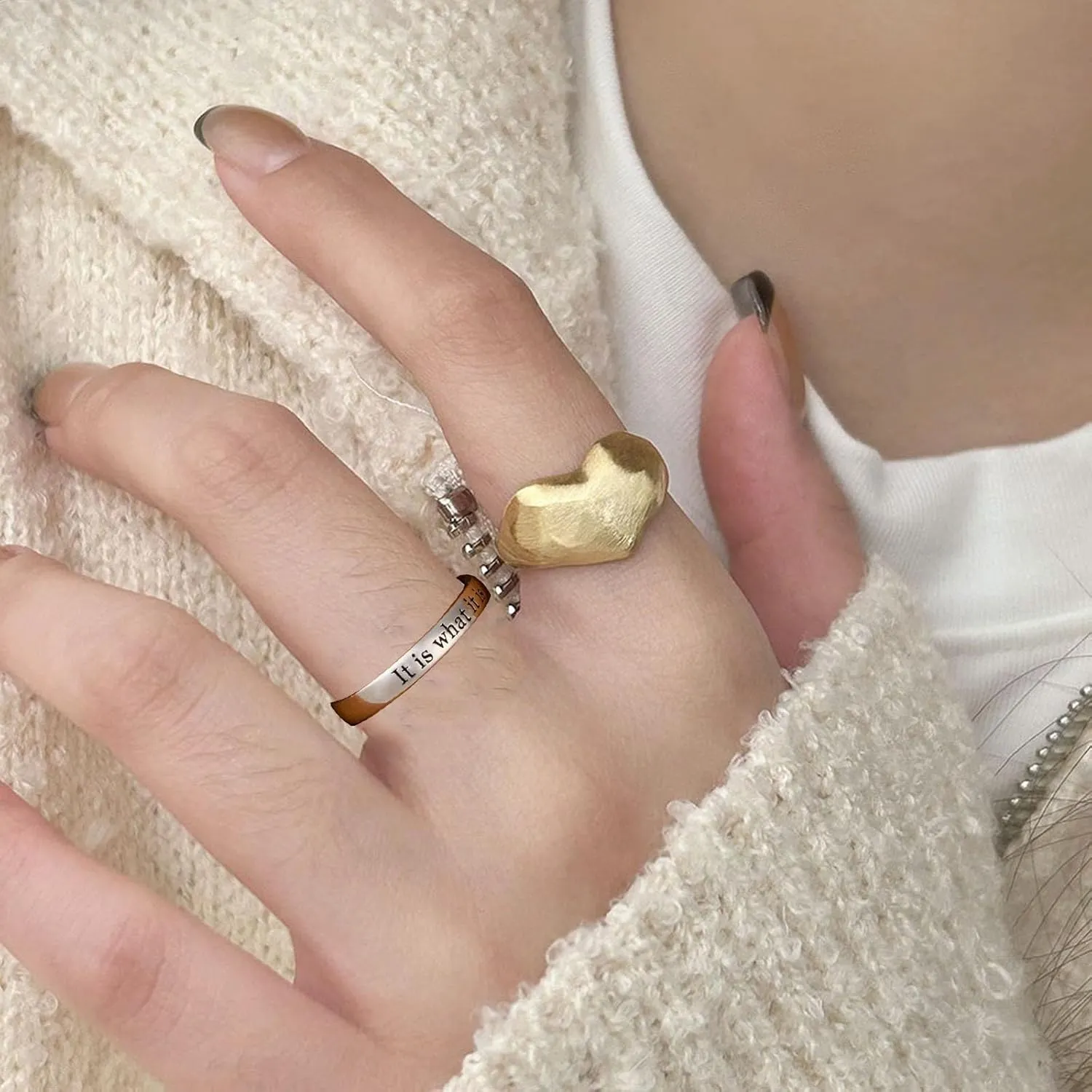 Angyape FCk What it Was Mantra Ring, Self Worth Inspirational Motivation Ring for Women Men Reminds You to Let Go of Your Trauma in a Playful Way Friendship Faith Hope Rings Jewelry