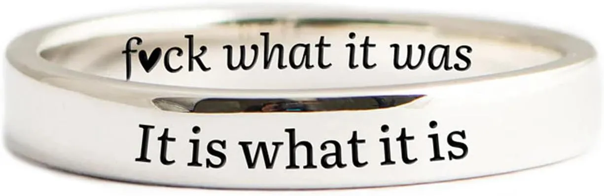Angyape FCk What it Was Mantra Ring, Self Worth Inspirational Motivation Ring for Women Men Reminds You to Let Go of Your Trauma in a Playful Way Friendship Faith Hope Rings Jewelry