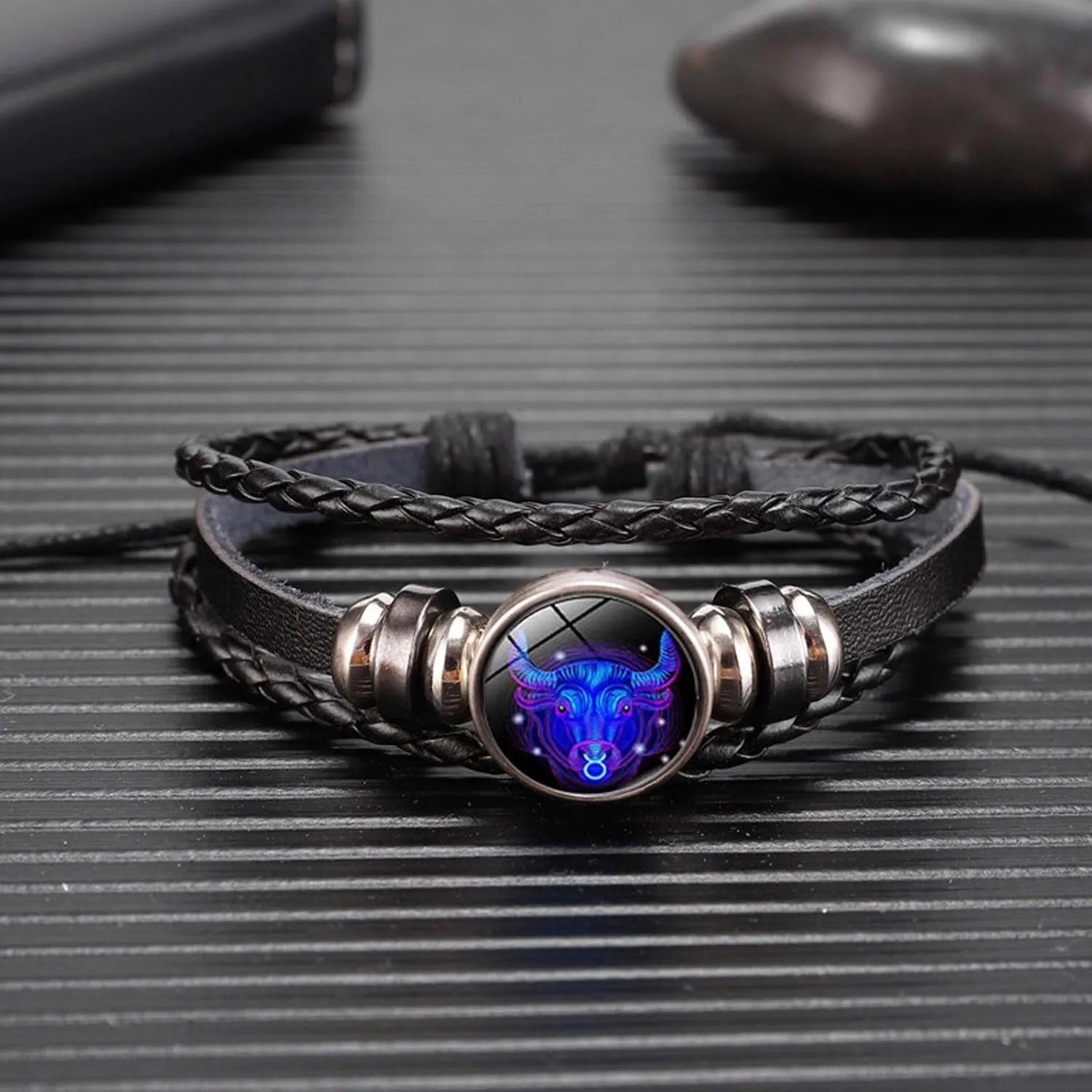 Angyape Zodiac Signs Spirit Bracelet, Gleym Bracelet 12 Constellation Handmade Bead Woven Multilayer Adjustable Leather Bracelet Jewelry Accessories Gift for Constellation Lover