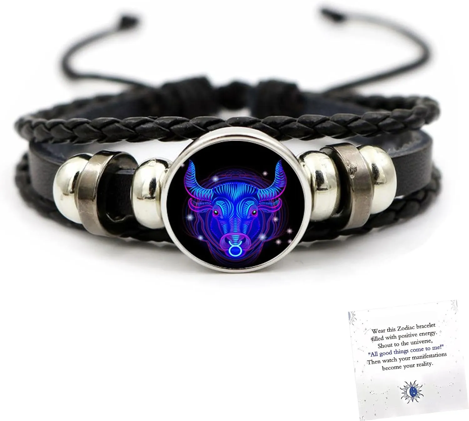 Angyape Zodiac Signs Spirit Bracelet, Gleym Bracelet 12 Constellation Handmade Bead Woven Multilayer Adjustable Leather Bracelet Jewelry Accessories Gift for Constellation Lover