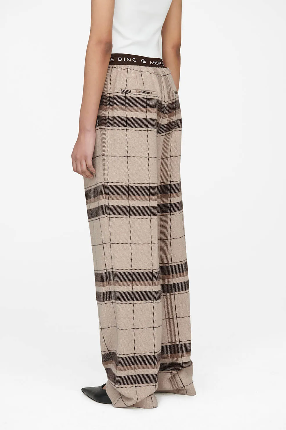 Anine Bing - Karina Pant in Khaki Plaid
