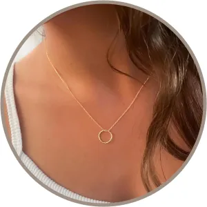 Annika Bella Dainty Gold Necklace - Karma Circle Chain, Layered Pendant Necklaces, Hypoallergenic Jewelry, Womens Valentines Gifts, Layering Jewelry
