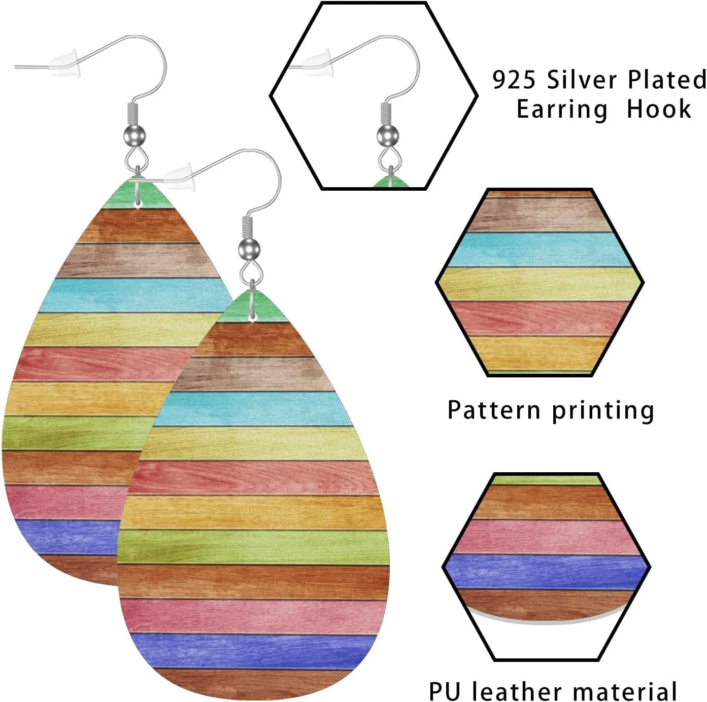 Asphalt Iridescent Hearts Drop Dangle Earrings Lightweight Teardrop Earrings Faux Leather Drop Dangle Jewelry for Women Teen Girls Fashionable Holiday Gift