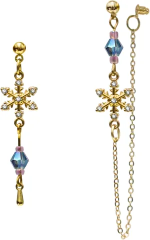 Asymmetric Tassel Chain Dangle snowflake mismatched Earrings for Women