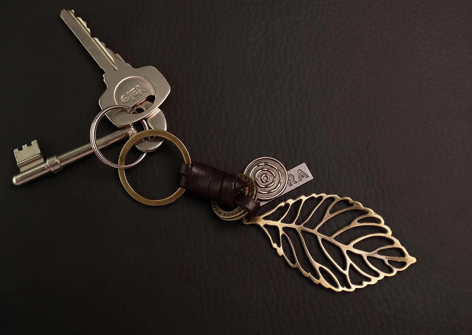 AuPra Funny Keychain Gifts for Women & Men | Handcrafted Leather Vintage Key Chains | Key Charm Unique Accessory