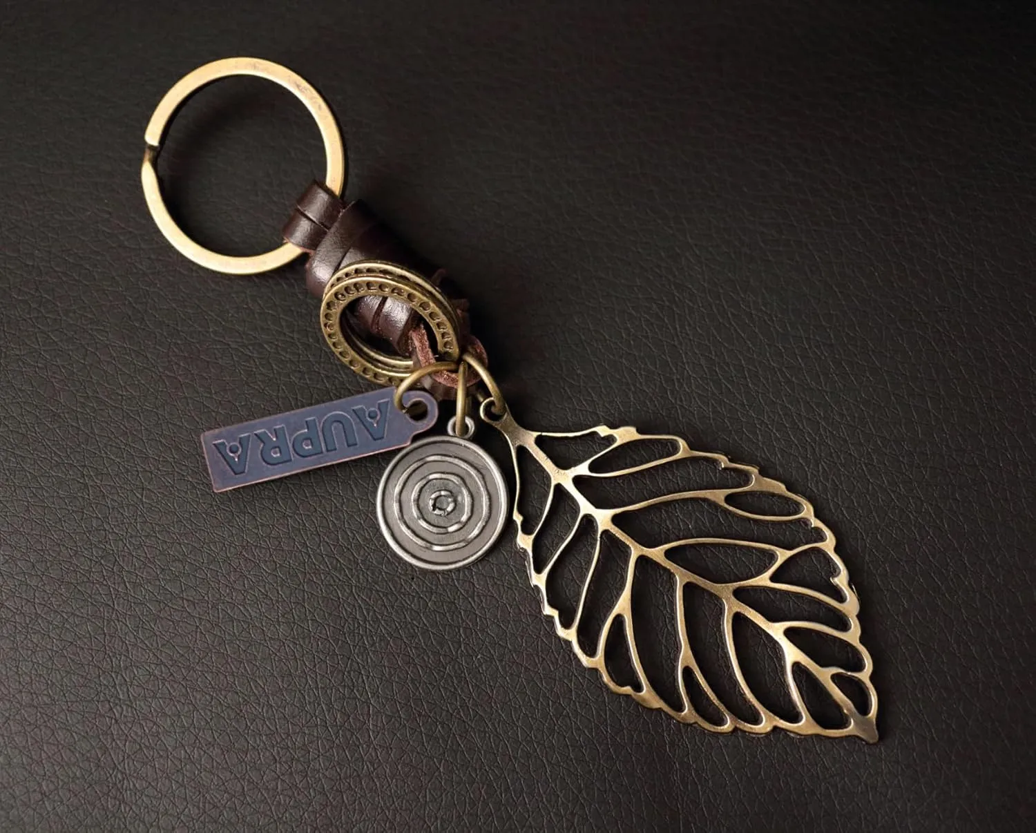 AuPra Funny Keychain Gifts for Women & Men | Handcrafted Leather Vintage Key Chains | Key Charm Unique Accessory