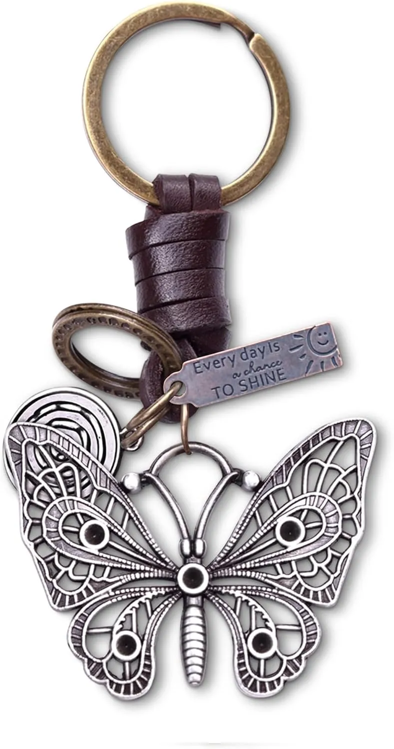 AuPra Good Luck KeyChain Gifts for Women & Men | Handcrafted Leather Unique Key Chains | Lucky Key Charm Vintage Accessory