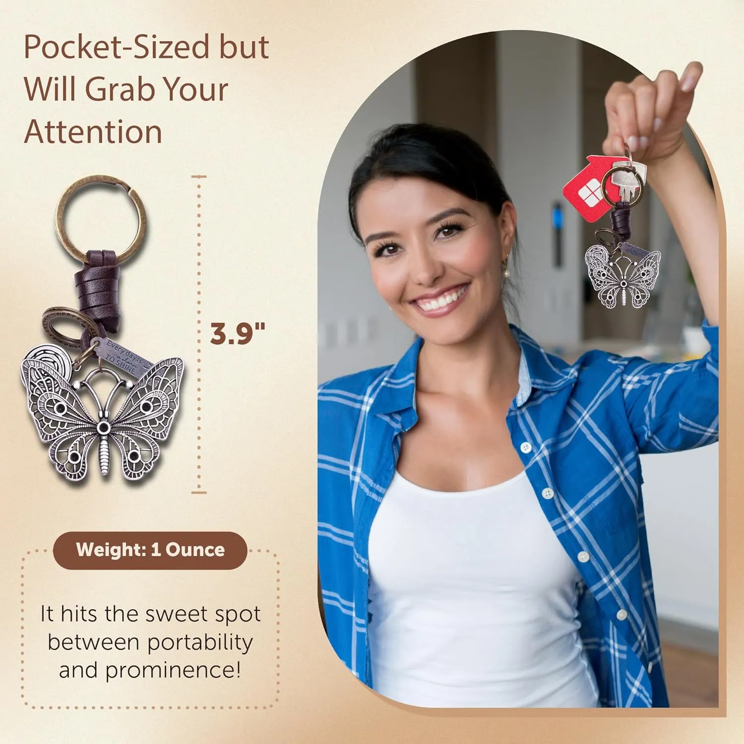 AuPra Good Luck KeyChain Gifts for Women & Men | Handcrafted Leather Unique Key Chains | Lucky Key Charm Vintage Accessory