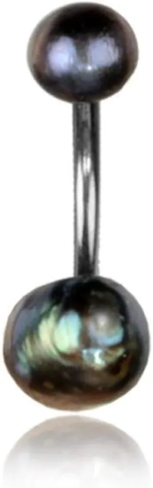 Authentic and Natural Pearl Belly Button Ring Piercing for Women - Navel Belly Button Rings with Surgical Steel