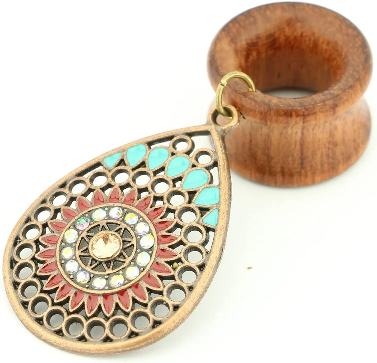 Balala 8mm-22mm Bohemian Teardrop Wood Dangle Ear Gauges Piercing Flesh Tunnels Plugs Statement Earrings