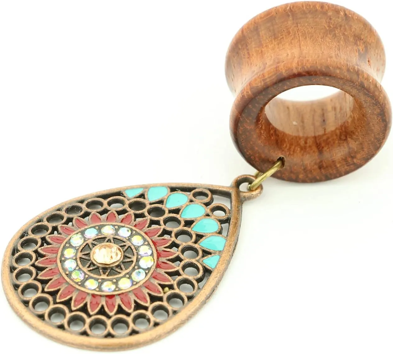 Balala 8mm-22mm Bohemian Teardrop Wood Dangle Ear Gauges Piercing Flesh Tunnels Plugs Statement Earrings