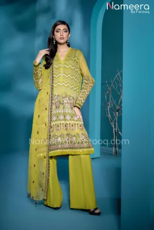 Baroque Formal Wear Pakistani in Mehndi Color #PF51