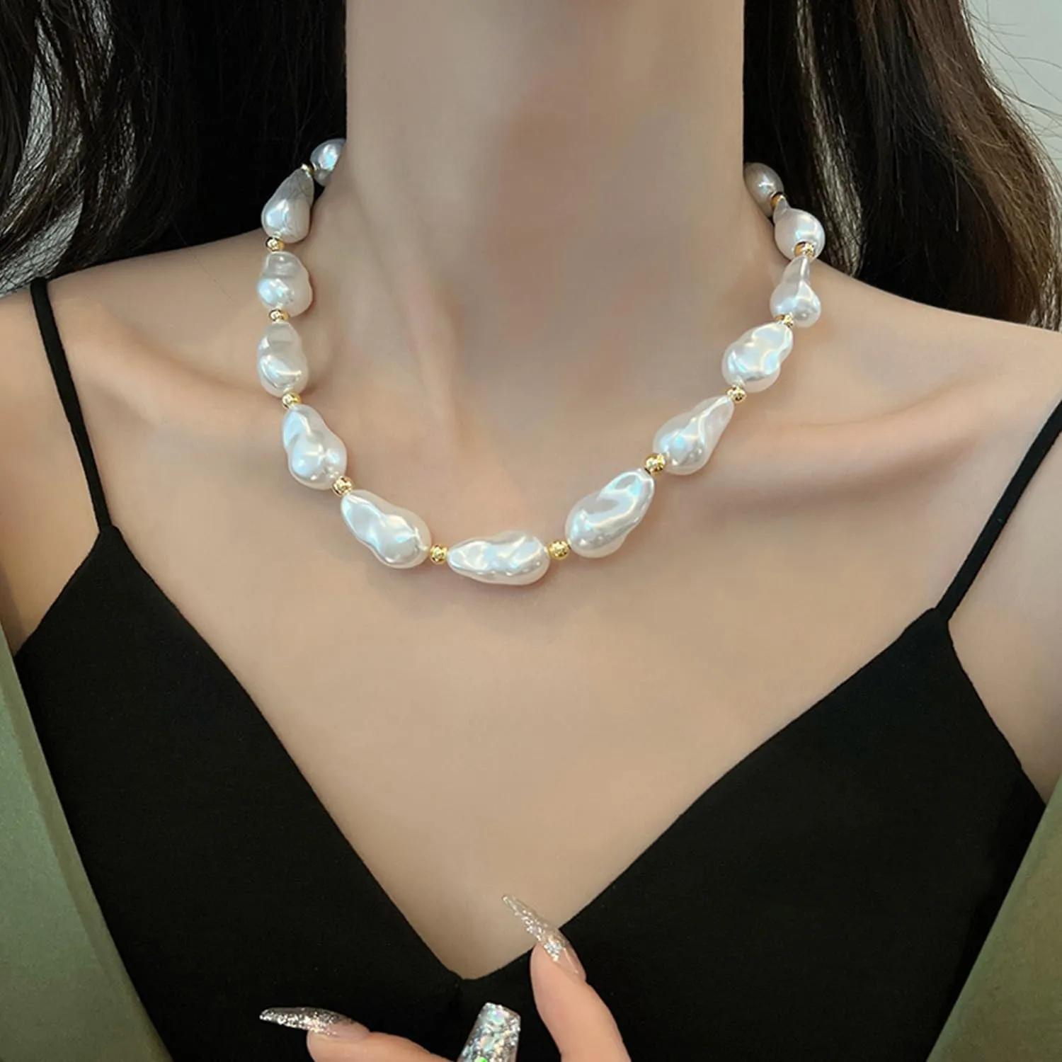 Baroque Pearl Necklace Chunky Pearl Necklace Irregular Pearl Choker Necklace Birthday Wedding Trendy Jewelry for Women