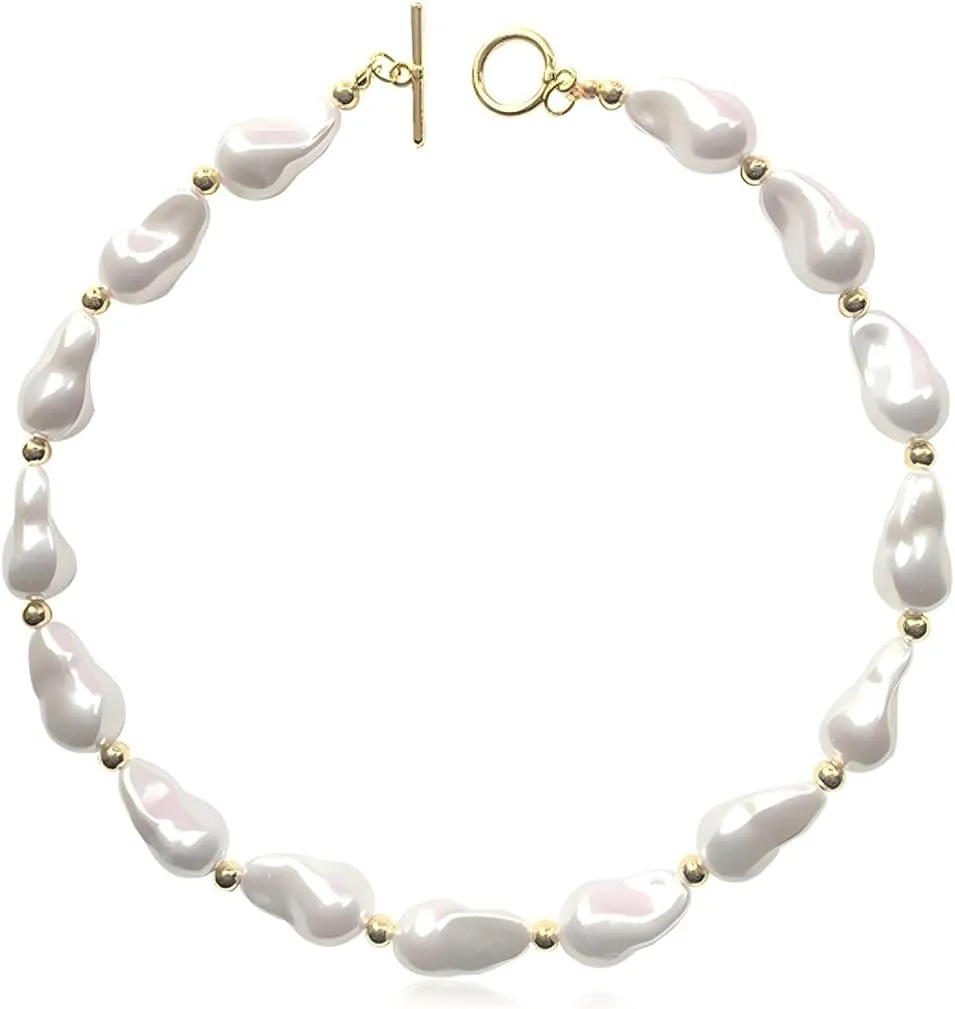 Baroque Pearl Necklace Chunky Pearl Necklace Irregular Pearl Choker Necklace Birthday Wedding Trendy Jewelry for Women