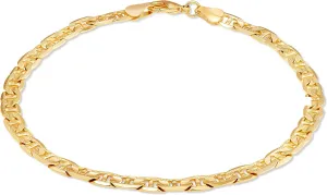 Barzel 18K Gold Plated Pave Mariner Anklet For Women - Made In Brazil