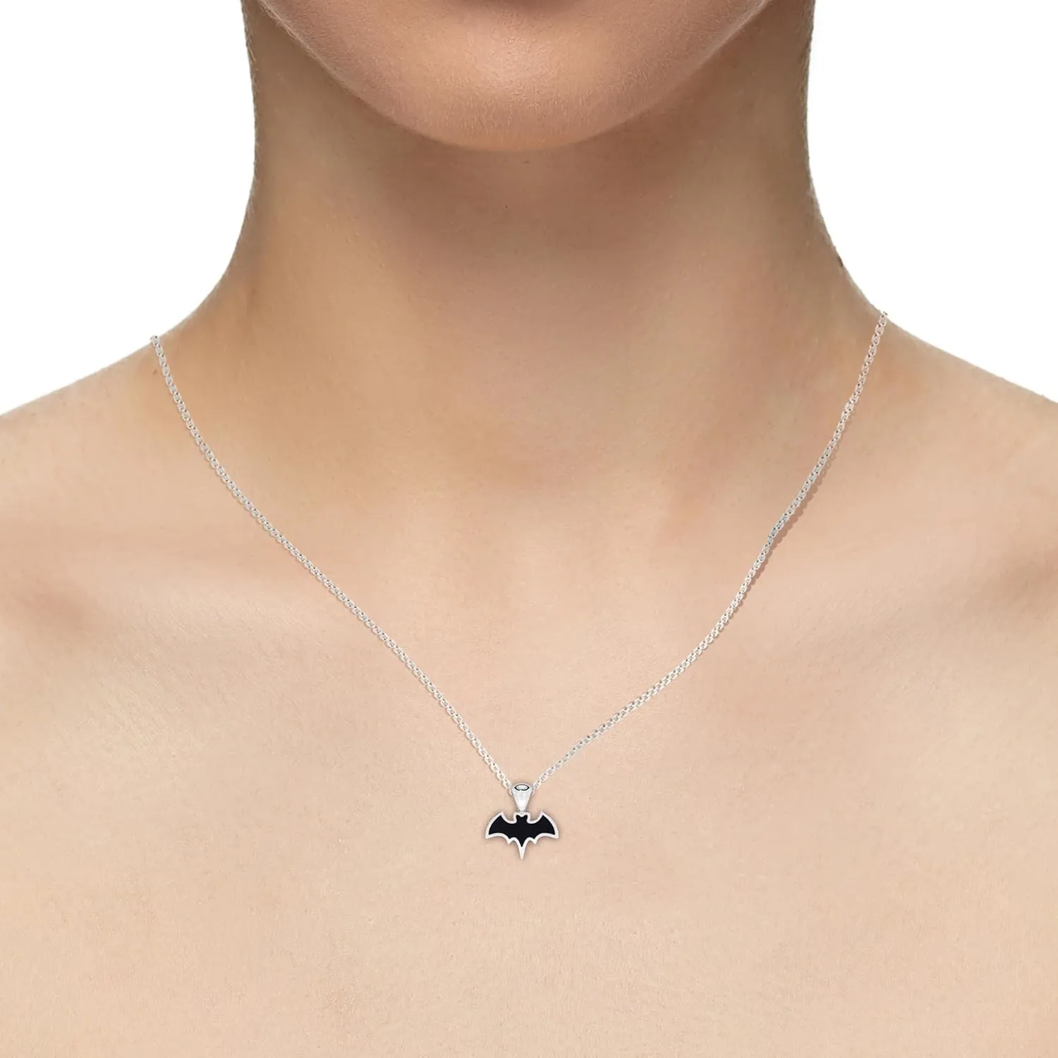 Bat Shape Natural Gemstones Pendant Necklace for Women in 925 Sterling Silver | Birthstone Jewelry Gifts for Her Birthday, Anniversary, Christmas (Bezel-Set)