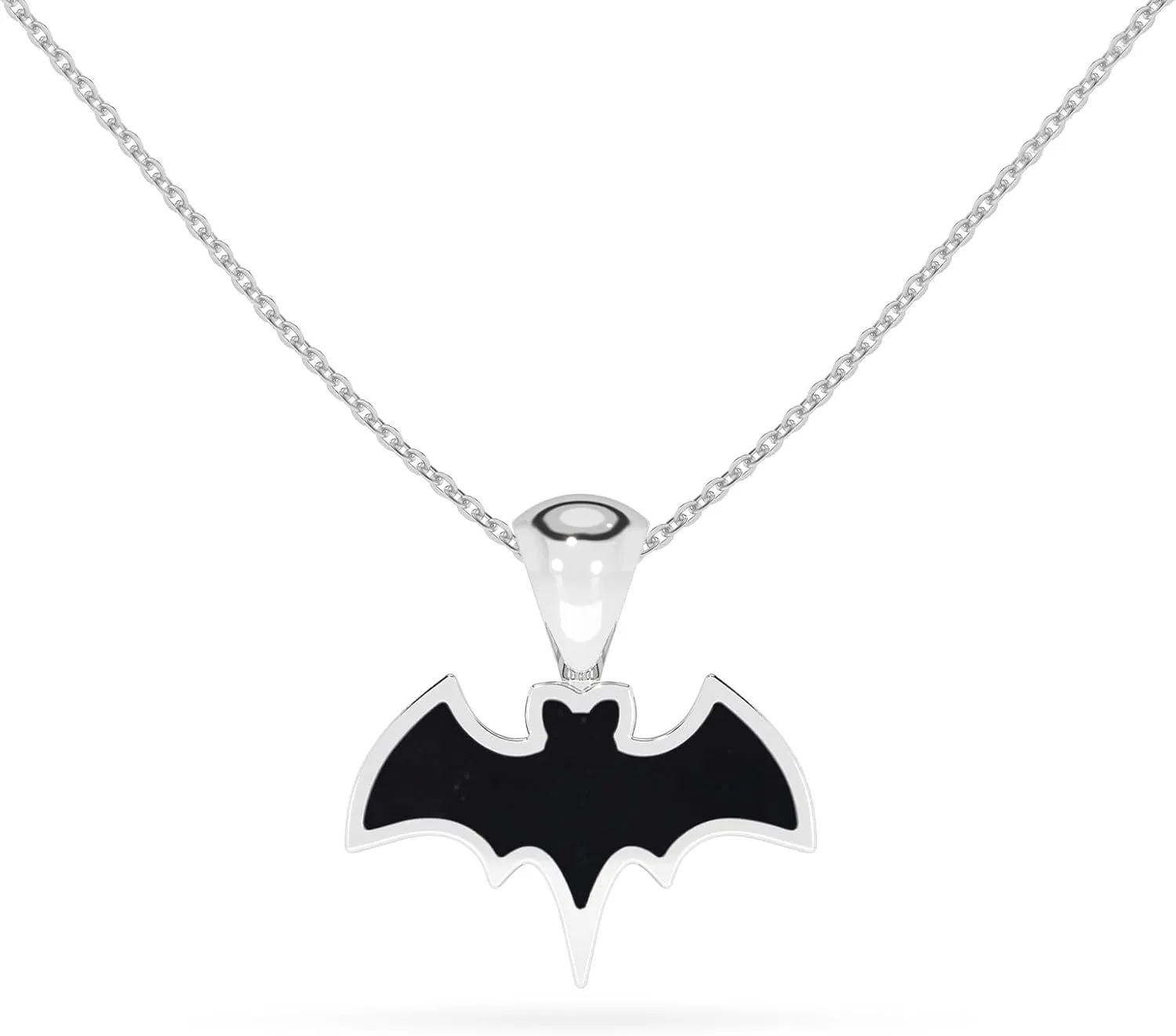 Bat Shape Natural Gemstones Pendant Necklace for Women in 925 Sterling Silver | Birthstone Jewelry Gifts for Her Birthday, Anniversary, Christmas (Bezel-Set)