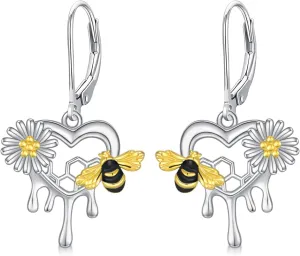 Bee/Angel Earrings for Women 925 Sterling Silver Dangle Earrings Fashion Sterling Silver Drop Earrings Jewelry Mother's Day Mother's Day Birthday Gift for Mom Wife