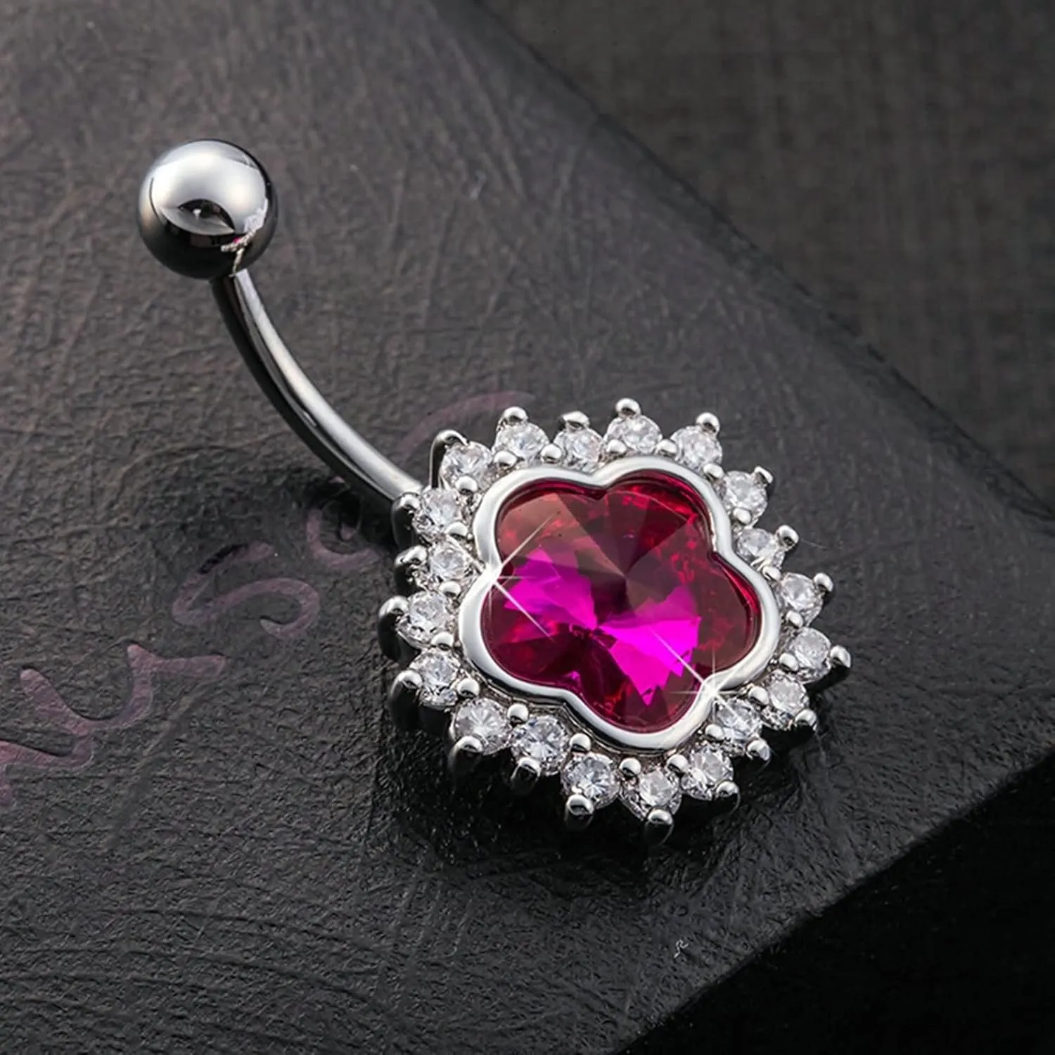 Belly Button Jewelry Flower, Belly Ring Stainless Steel Navel Ring Body Piercing Cubic Zirconia Unique Gifts for Women