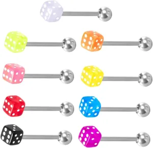BESPORTBLE Unique Design Fashion Tongue Jewelry 9pcs Acrylic Tongue Ring Dice Stylish Jewelry