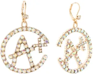 Betsey Johnson White Crystal Pave A Plus School Class Grading A  Sparkly Drop Earrings