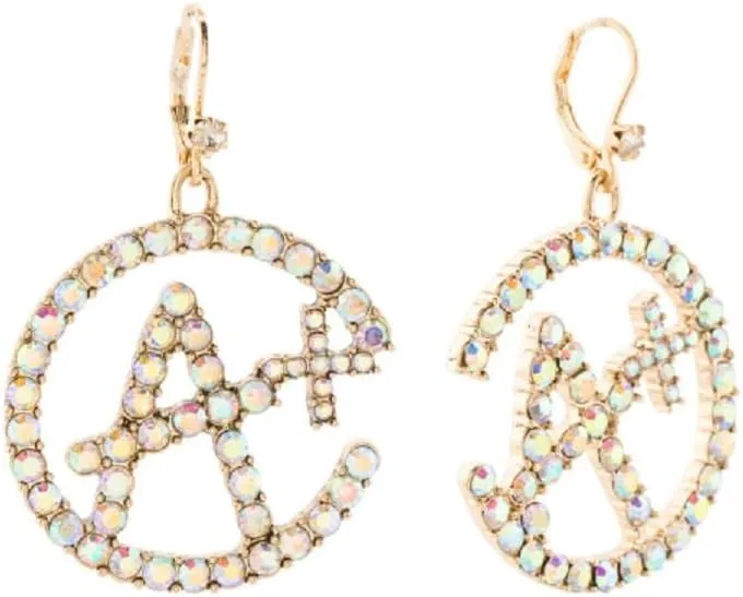 Betsey Johnson White Crystal Pave A Plus School Class Grading A  Sparkly Drop Earrings