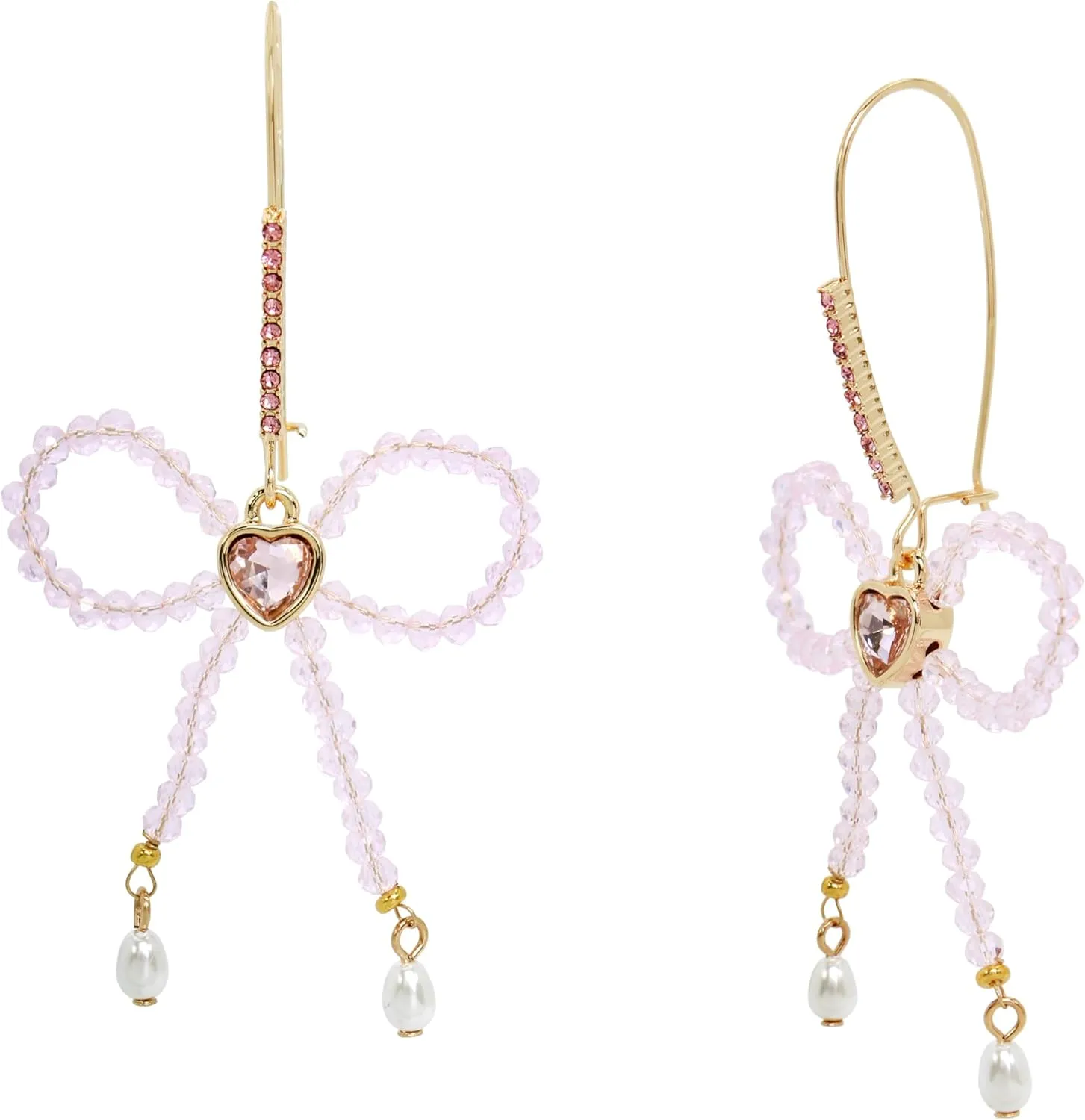 Betsey Johnson Women's Sweetheart Beaded Bow Dangle Earrings