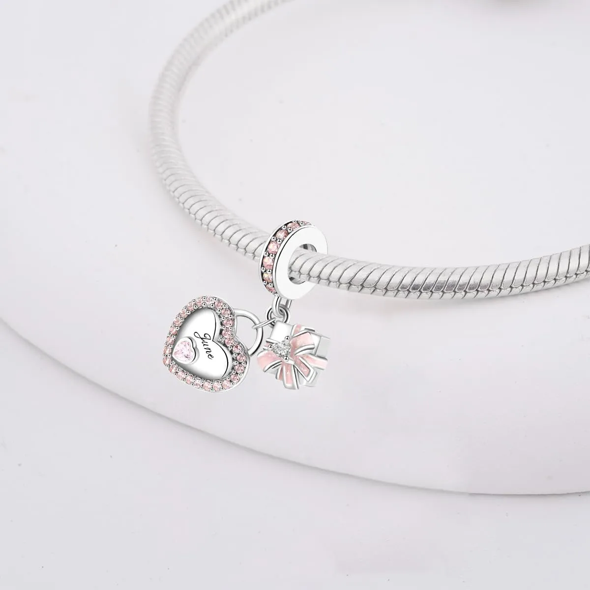 Birthstone Charms for Bracelet 925 Sterling Silver Heart Gift Box Dangle Pendants Birthday Mother's Day Christmas Jewelry Gifts For Women