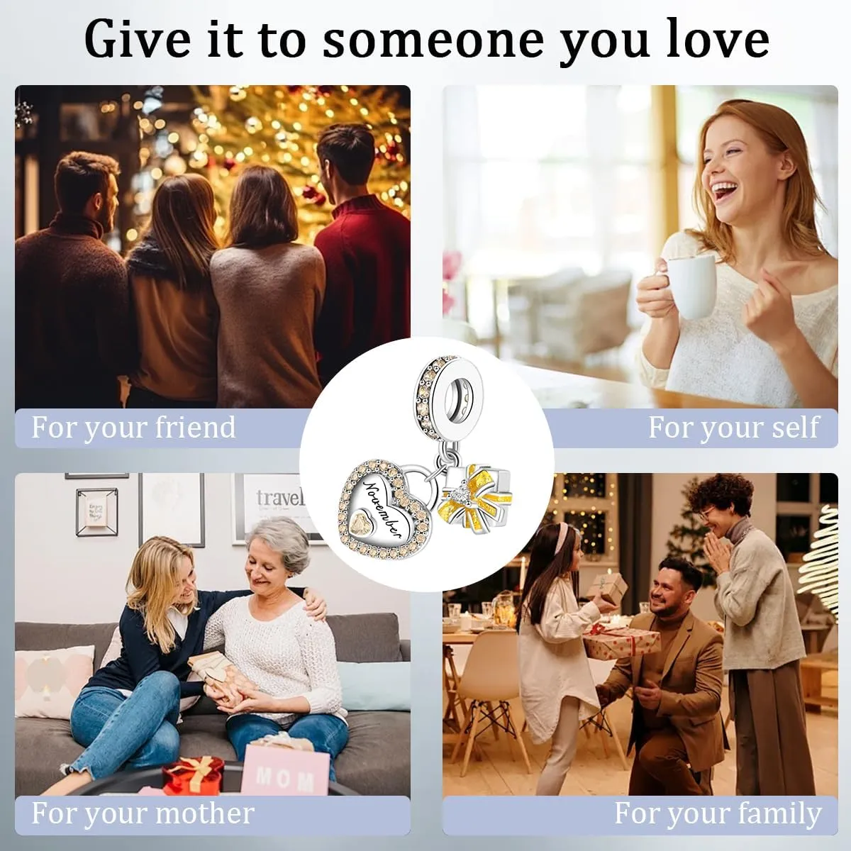 Birthstone Charms for Bracelet 925 Sterling Silver Heart Gift Box Dangle Pendants Birthday Mother's Day Christmas Jewelry Gifts For Women