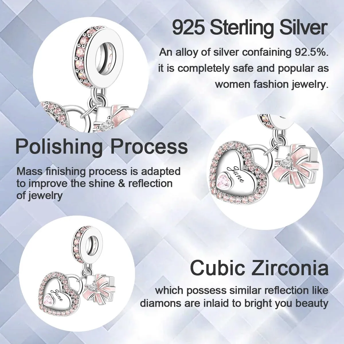 Birthstone Charms for Bracelet 925 Sterling Silver Heart Gift Box Dangle Pendants Birthday Mother's Day Christmas Jewelry Gifts For Women