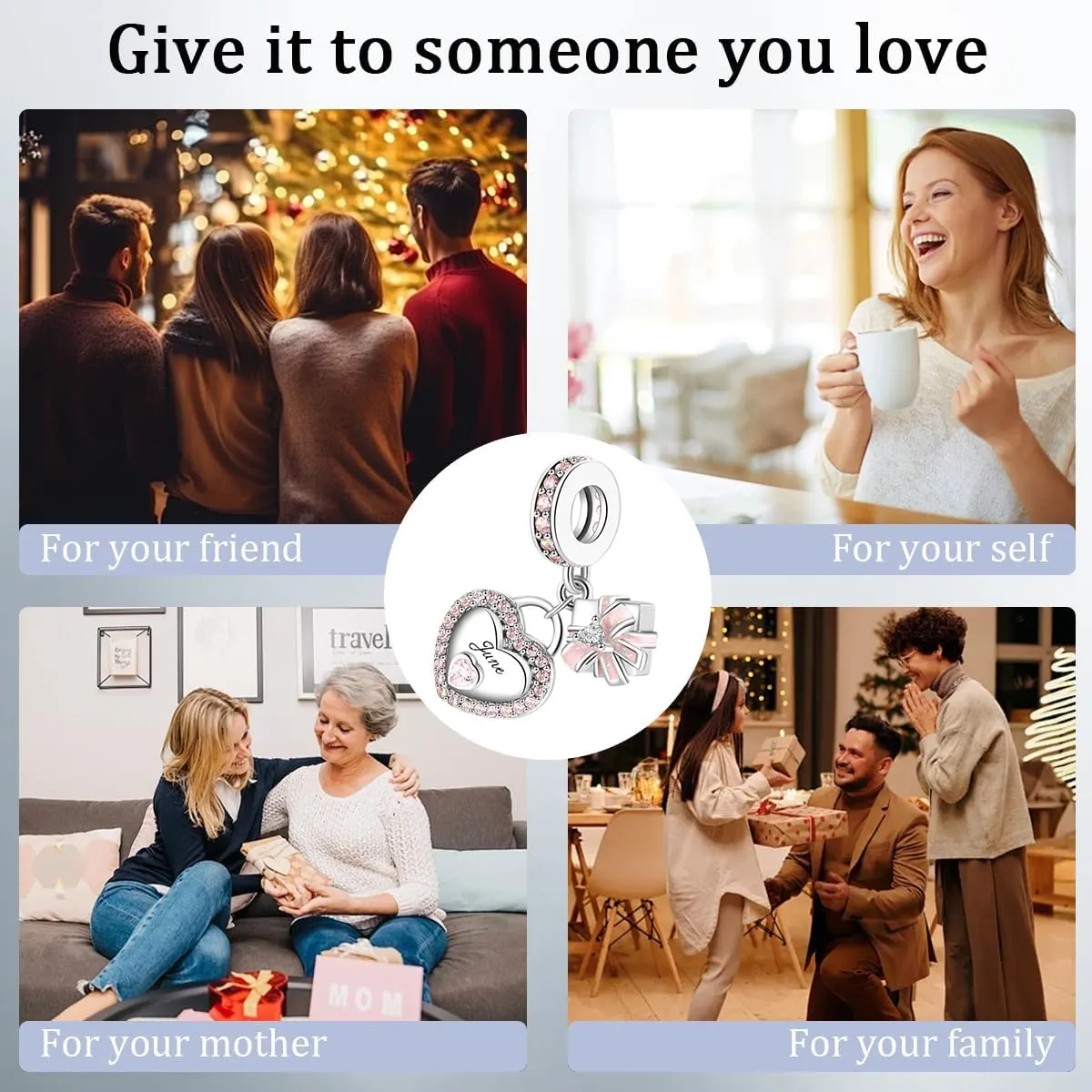 Birthstone Charms for Bracelet 925 Sterling Silver Heart Gift Box Dangle Pendants Birthday Mother's Day Christmas Jewelry Gifts For Women