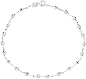 Bling Jewelry Delicate Sturdy Simple 1.5-3MM Oval & Round Multi Stand Station Bead Ball Chain Anklet Ankle Bracelet For Women Teens .925 Sterling Silver 9-10 Inch Adjustable