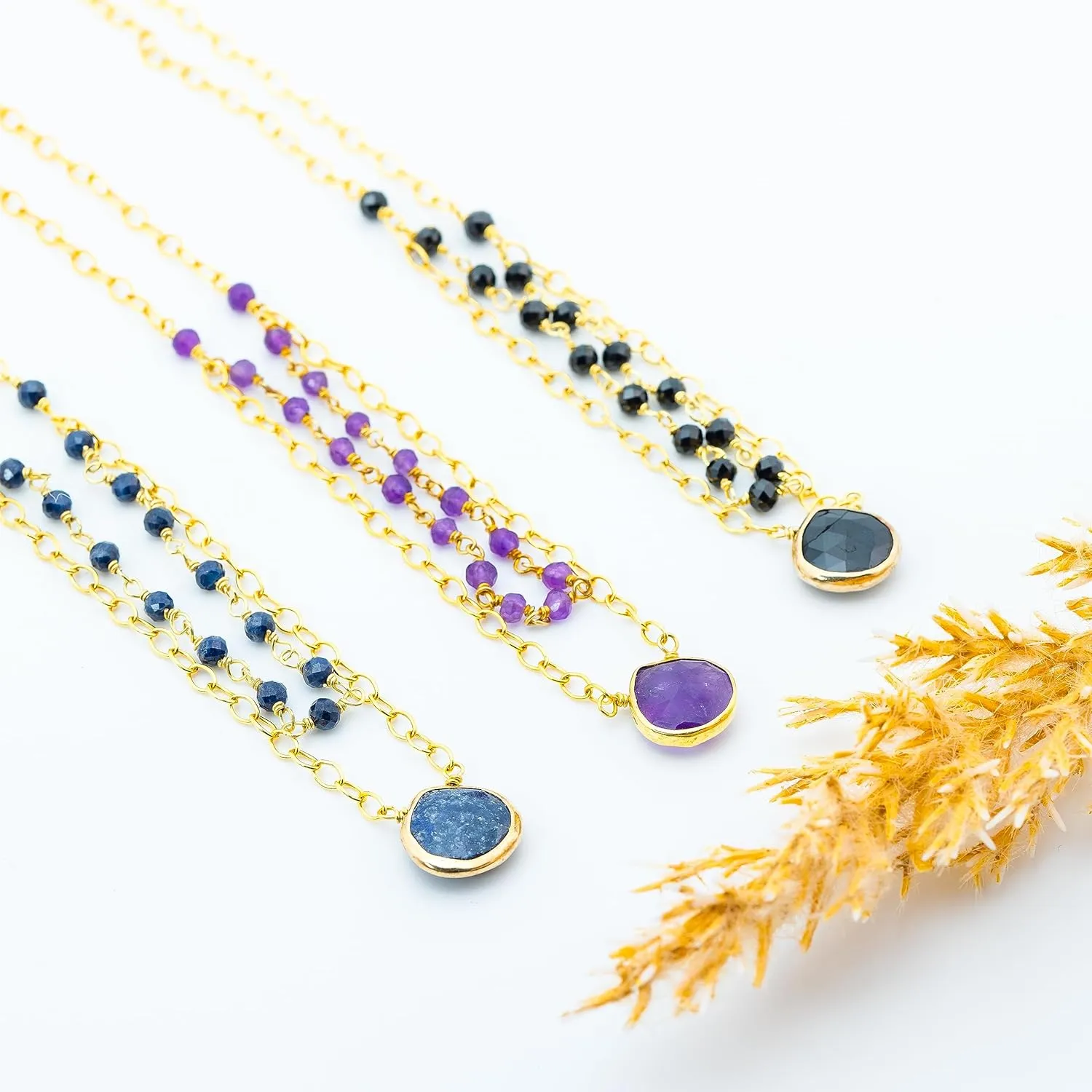 Blue Sapphire Layering Necklace for Women, Premium Layered Gold Necklaces - Tarnish Free 18K Gold Plated Certified S925 Classic Stack Necklace Gold Jewelry for Women - Mothers Day Gifts for Mom Wife