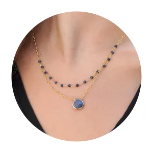 Blue Sapphire Layering Necklace for Women, Premium Layered Gold Necklaces - Tarnish Free 18K Gold Plated Certified S925 Classic Stack Necklace Gold Jewelry for Women - Mothers Day Gifts for Mom Wife