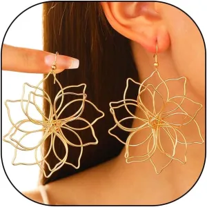Bohemian Flower Statement Dangle Earrings Charm 14K Gold Large Daisy Hook Earrings Trendy Handmade Wire Wrap Floral Dangling Earrings for Women