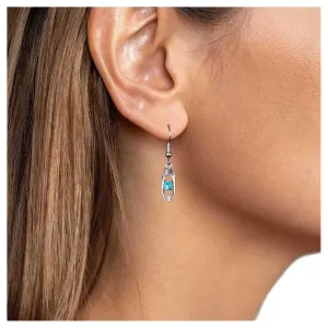 Boho Cz Evil Eye Dangle Earrings Tiny Blue Crystal Drop Hook Earrings Vintage Sparkly Crystal Earrings Silver Crystal Wedding Earrings Jewelry for Women and Girls