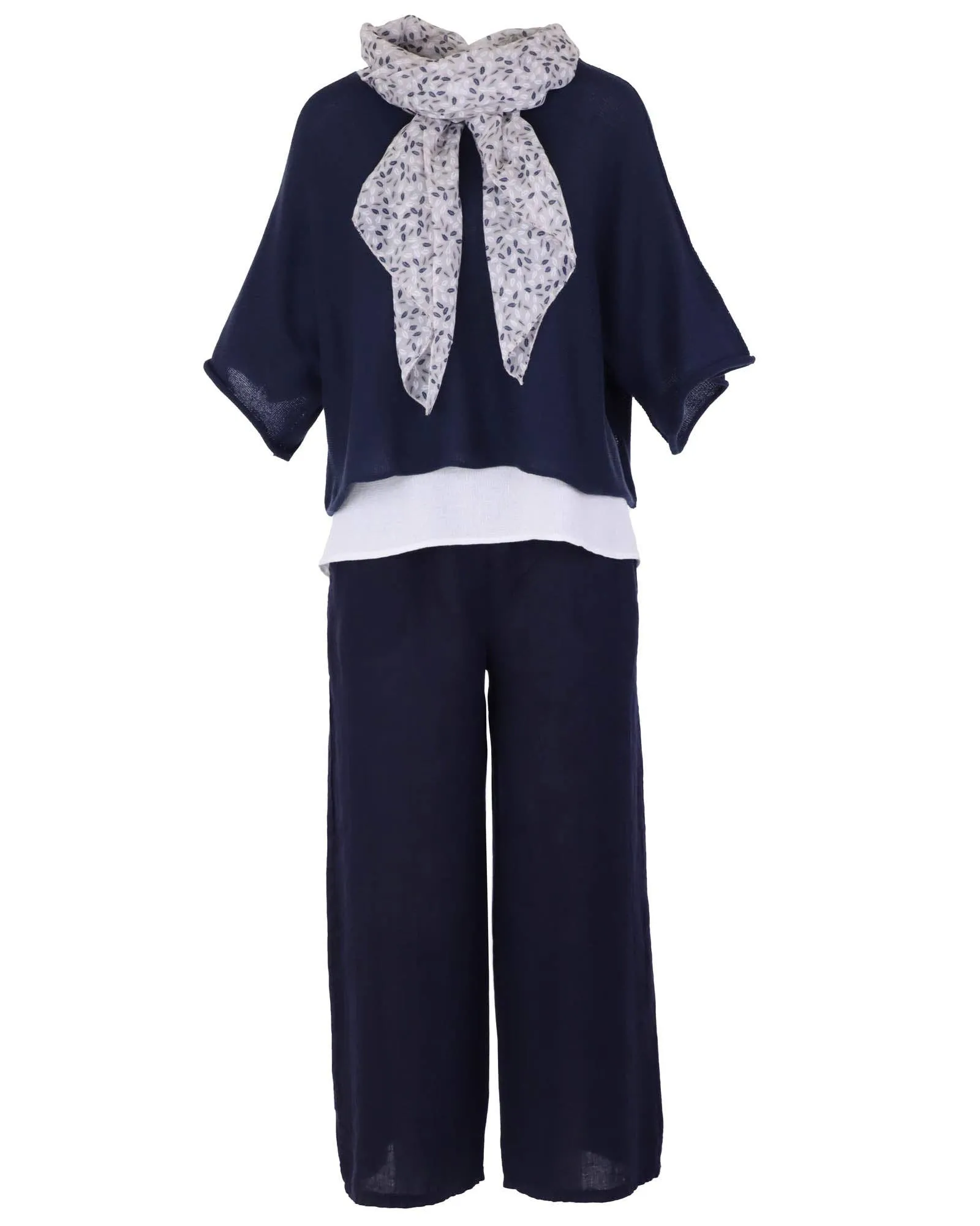 Cadenza Wide Straight Leg Linen Trousers: One Size