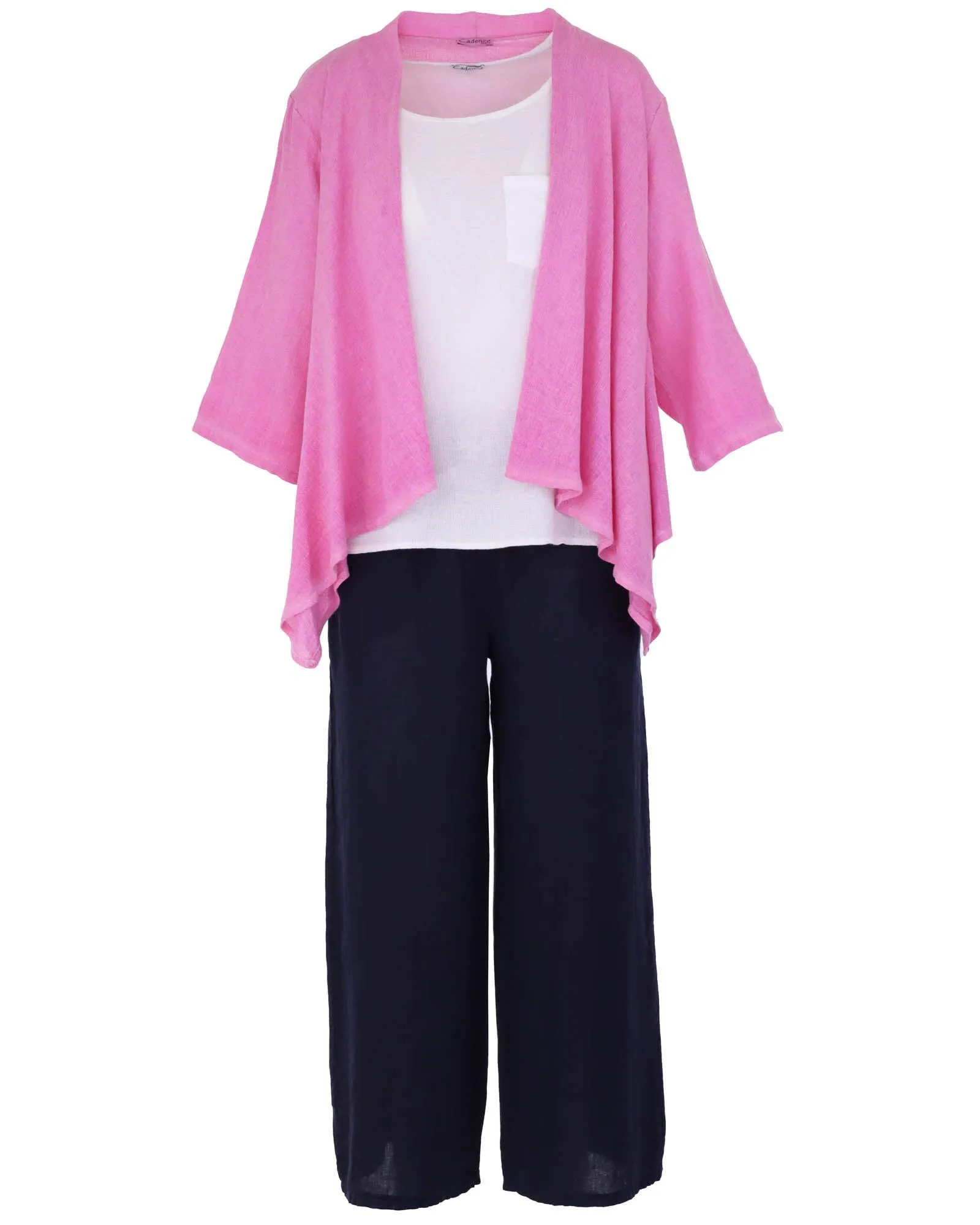 Cadenza Wide Straight Leg Linen Trousers: One Size
