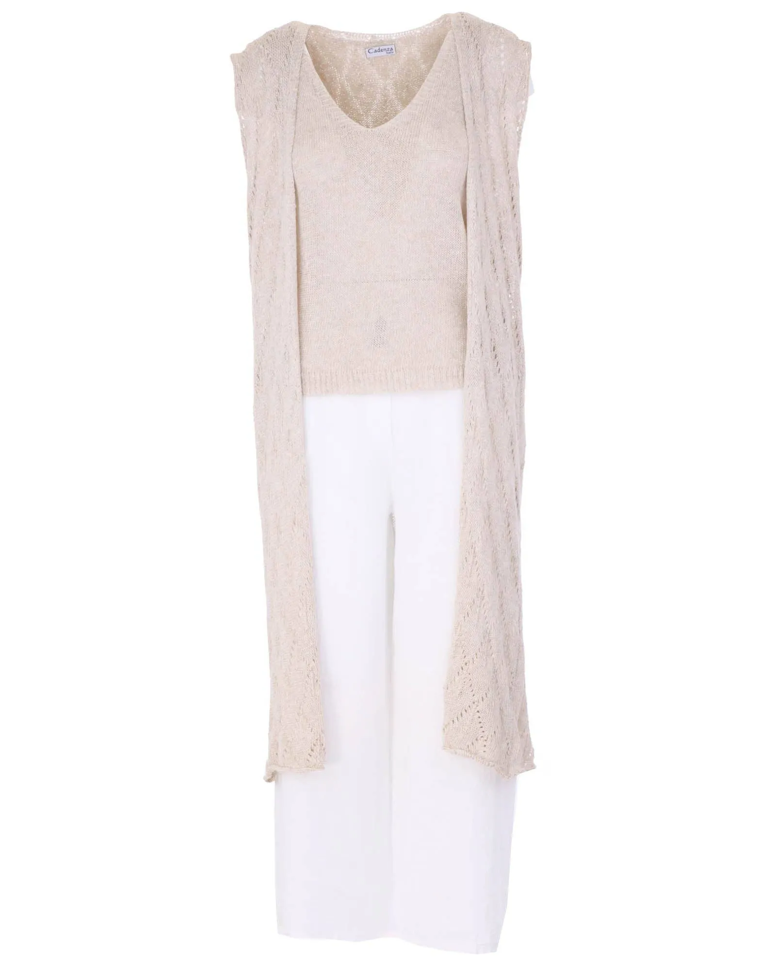 Cadenza Wide Straight Leg Linen Trousers: One Size
