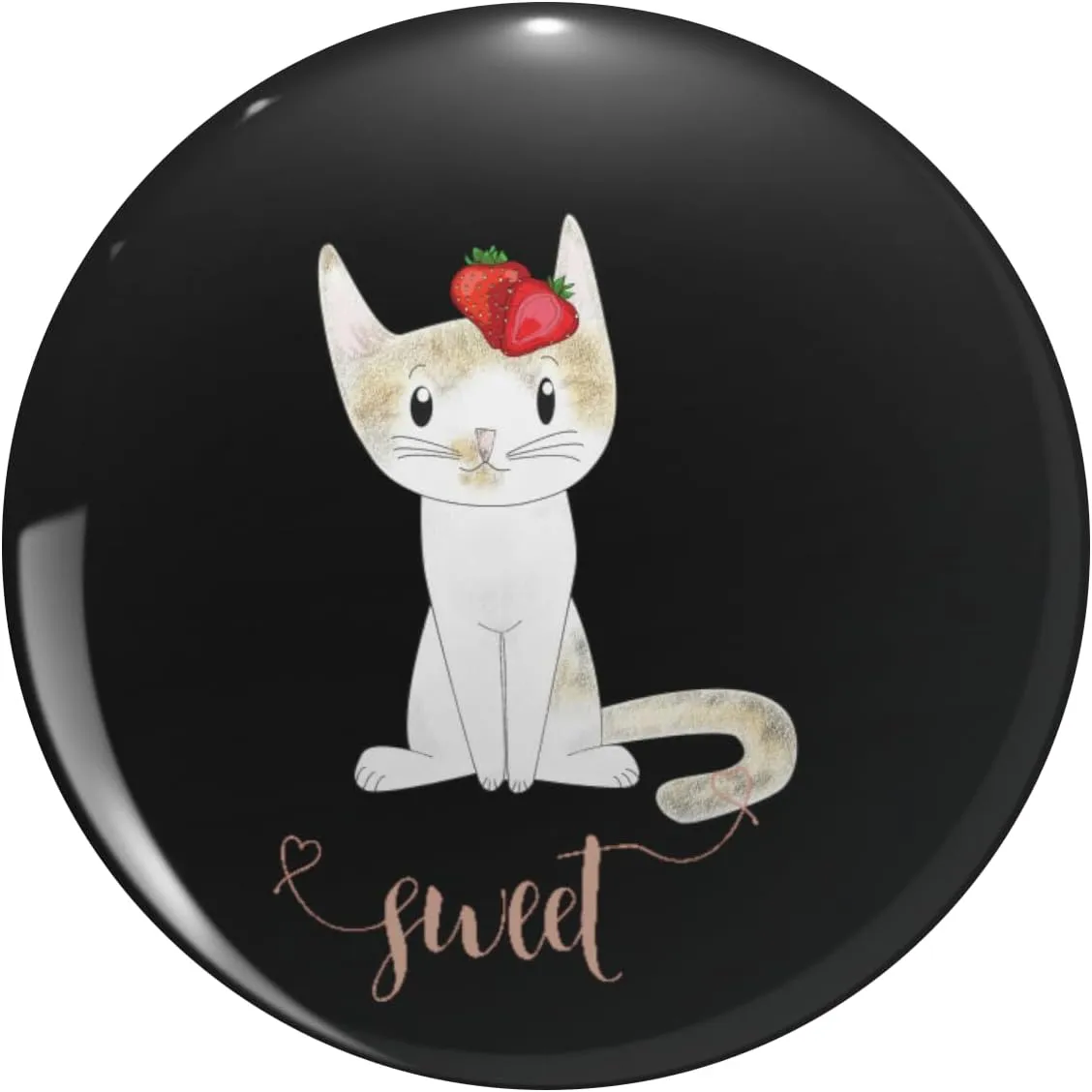 Cat With Strawberries Sweet Lettering Minimal Kitten Design Graphic T Lapel Pin Cute Brooch Pins Badges