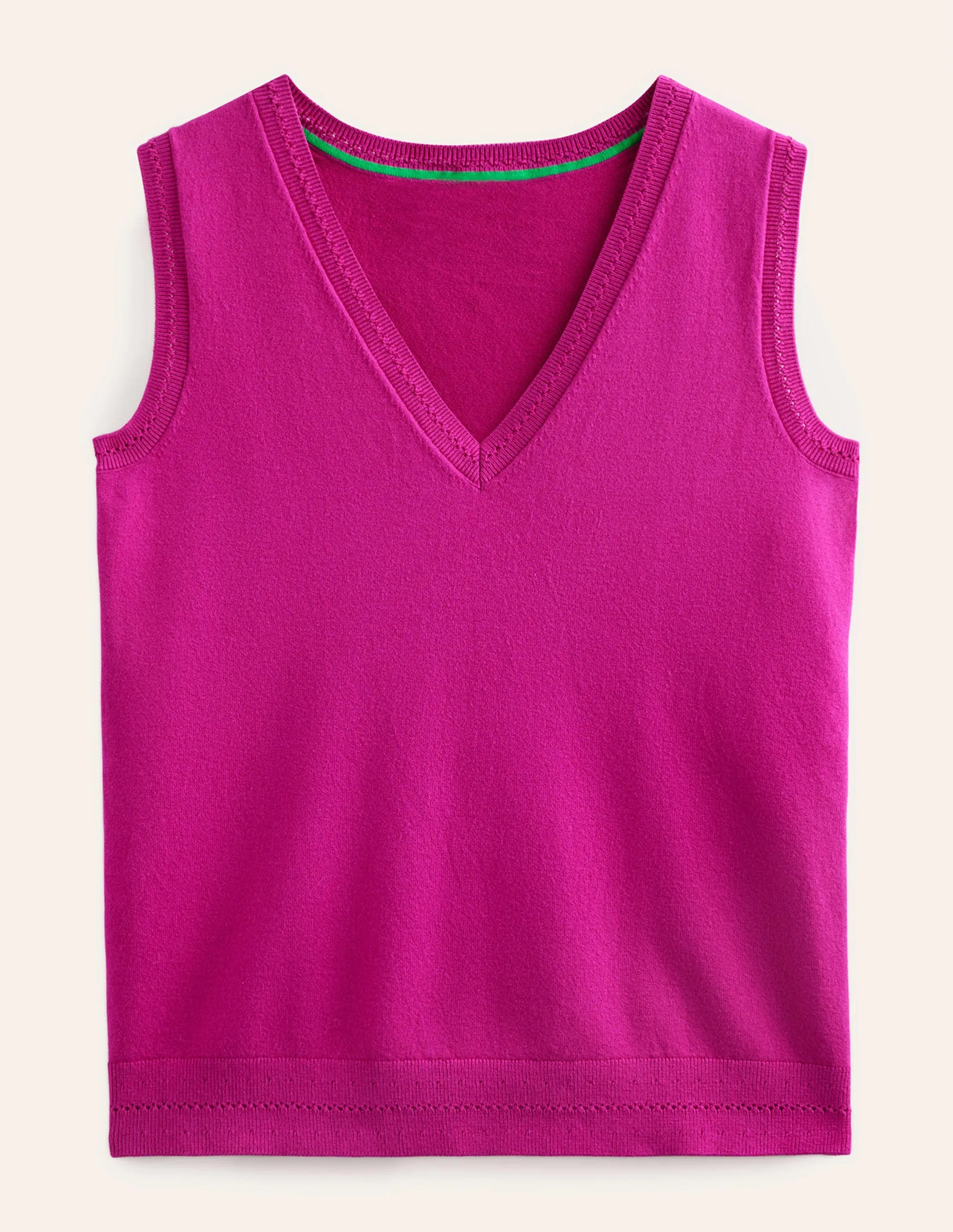Catriona Cotton V-Neck Tank-Festival Fuchsia