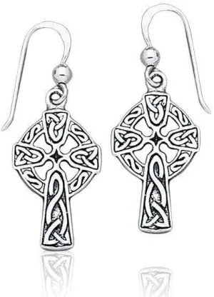 Celtic Cross 925 Sterling Silver Earrings Faith Jewelry