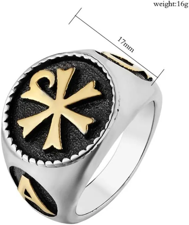 Chi-rho Ring XP Christos Titanium Steel Constantine Catholic Church Sign Siget Size 7-13