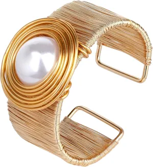 Chunky Gold Cuff Bracelets for Women Stack Silver Bracelet Vintage Bohemian Indian Bangles for Women Adjustable Open Wide Gold Bangle Bracelet Trendy Statement Jewelry