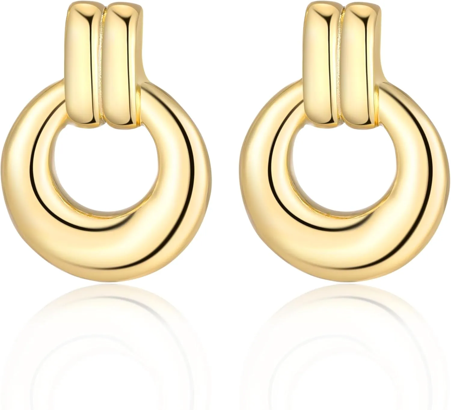 Chunky Gold Geometric Earrings for Women, Lightweight Gold Knot Dangle Drop Statement Dupes Long Link Earrings, Hypoallergenic Gold Plated Vintage Earrings Jewelry Trendy for Women