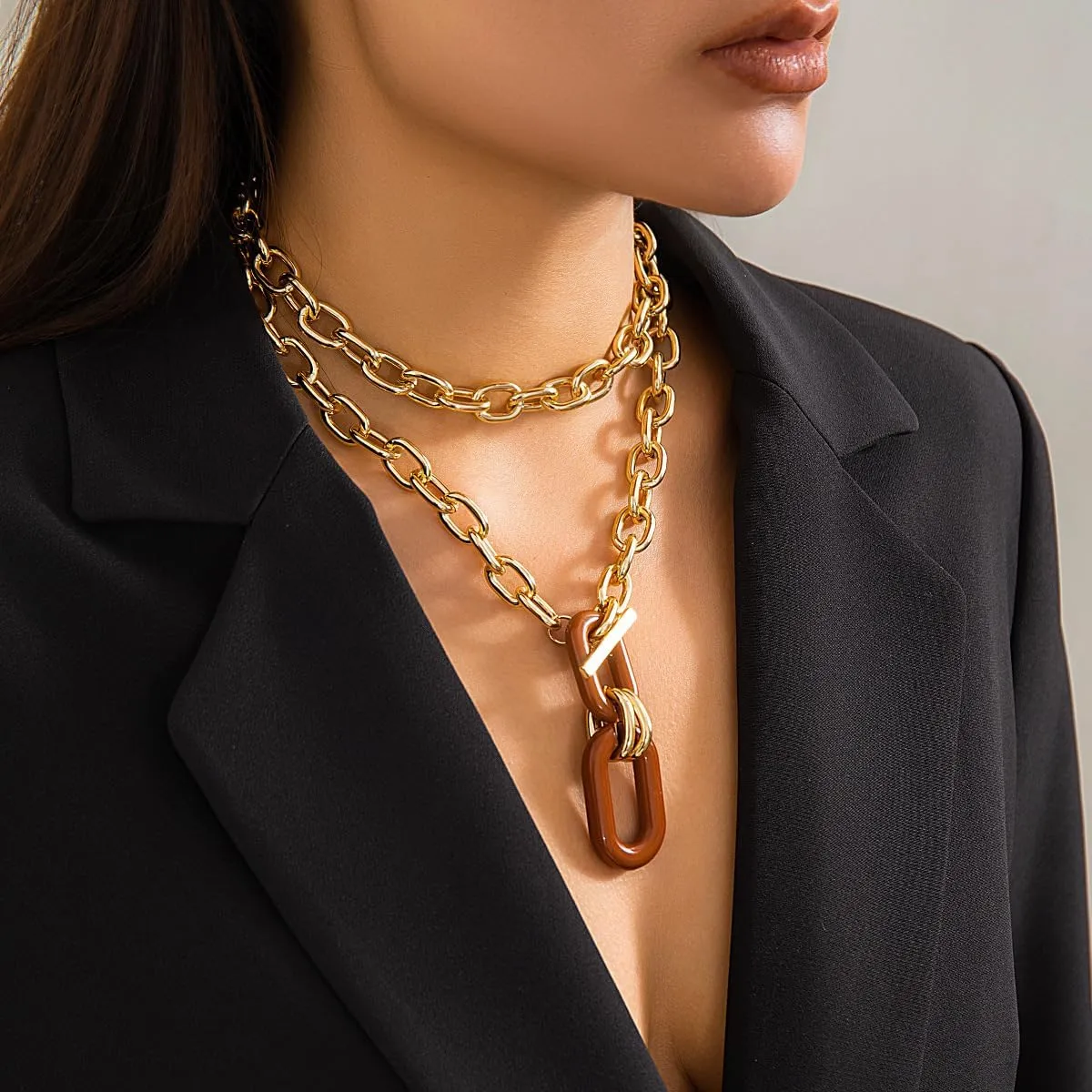 Chunky Gold Necklace for Women Layered Necklaces Silver Statement Necklace for Women Chain Choker Necklace Trendy Statement Jewelry