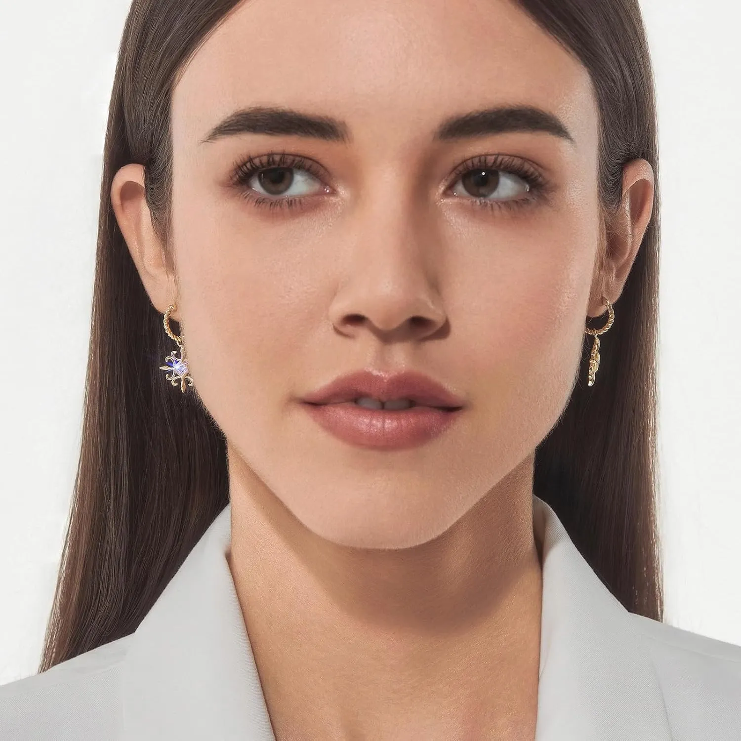 Cicy Bell 18k Gold Plated Dangle Earrings for Women Princess Cubic Zirconia Trendy Chunky Twist Drop Earrings