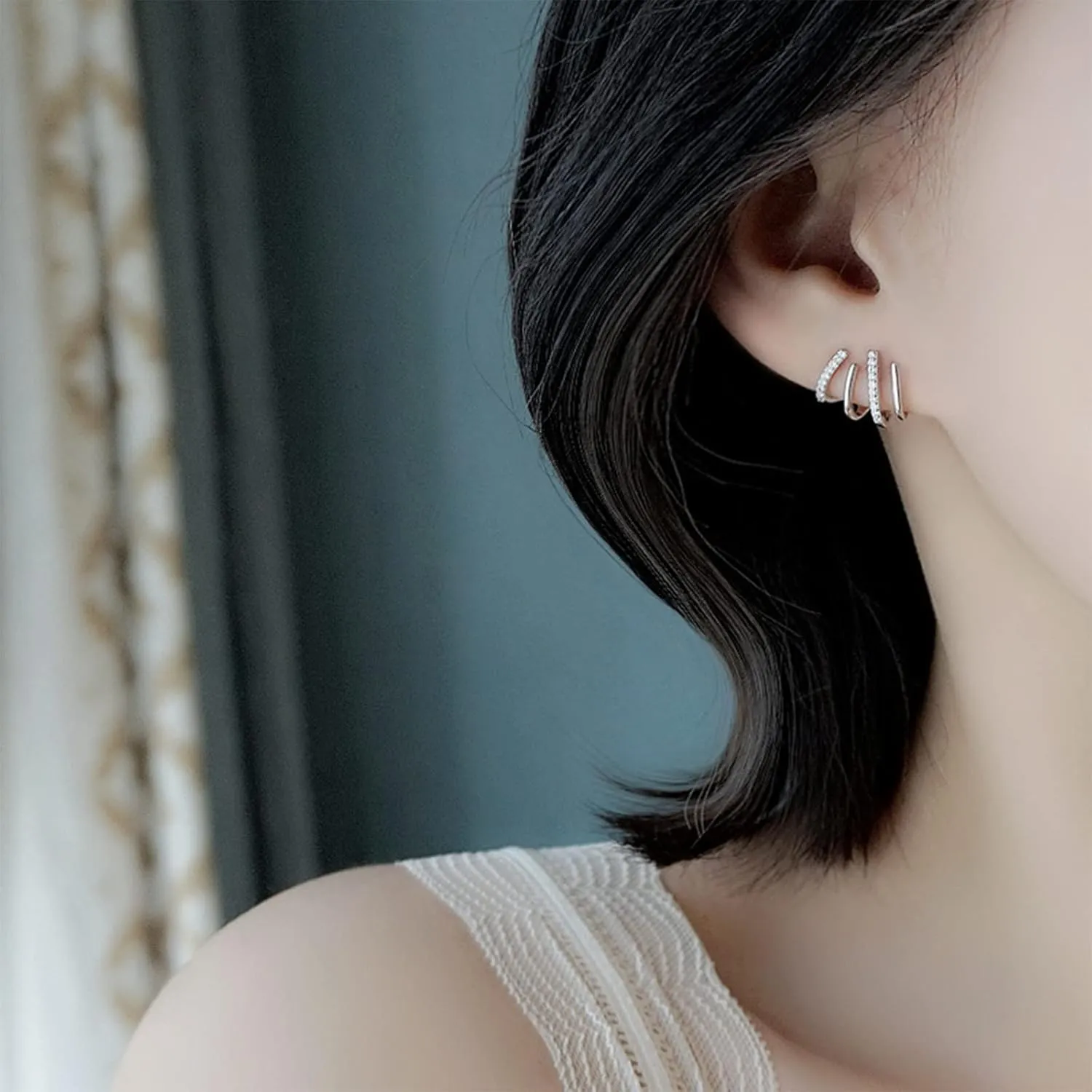 Claw Earrings for Women 14k Gold Plated Claw/Star Ear Cuff Earrings CZ Huggie Half Hoop Stud Earrings