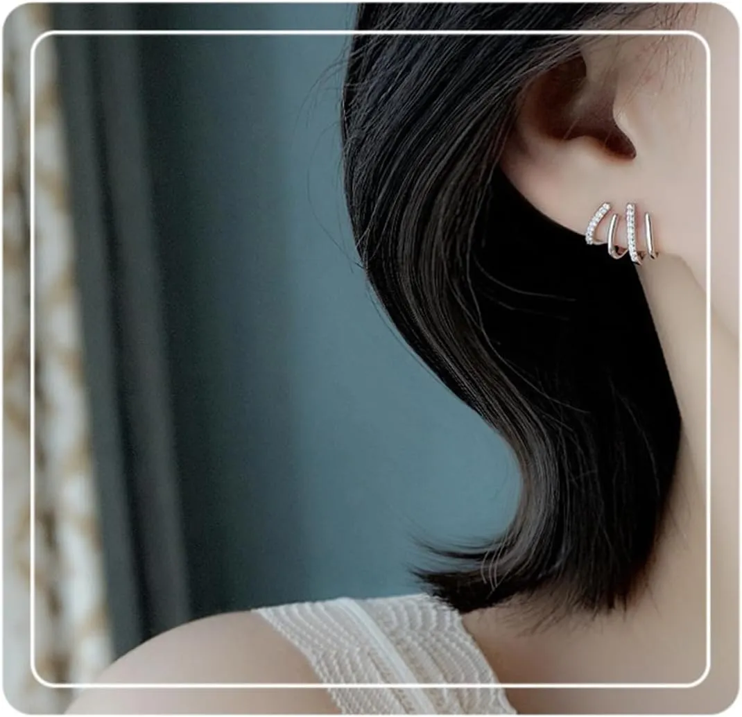 Claw Earrings for Women 14k Gold Plated Claw/Star Ear Cuff Earrings CZ Huggie Half Hoop Stud Earrings
